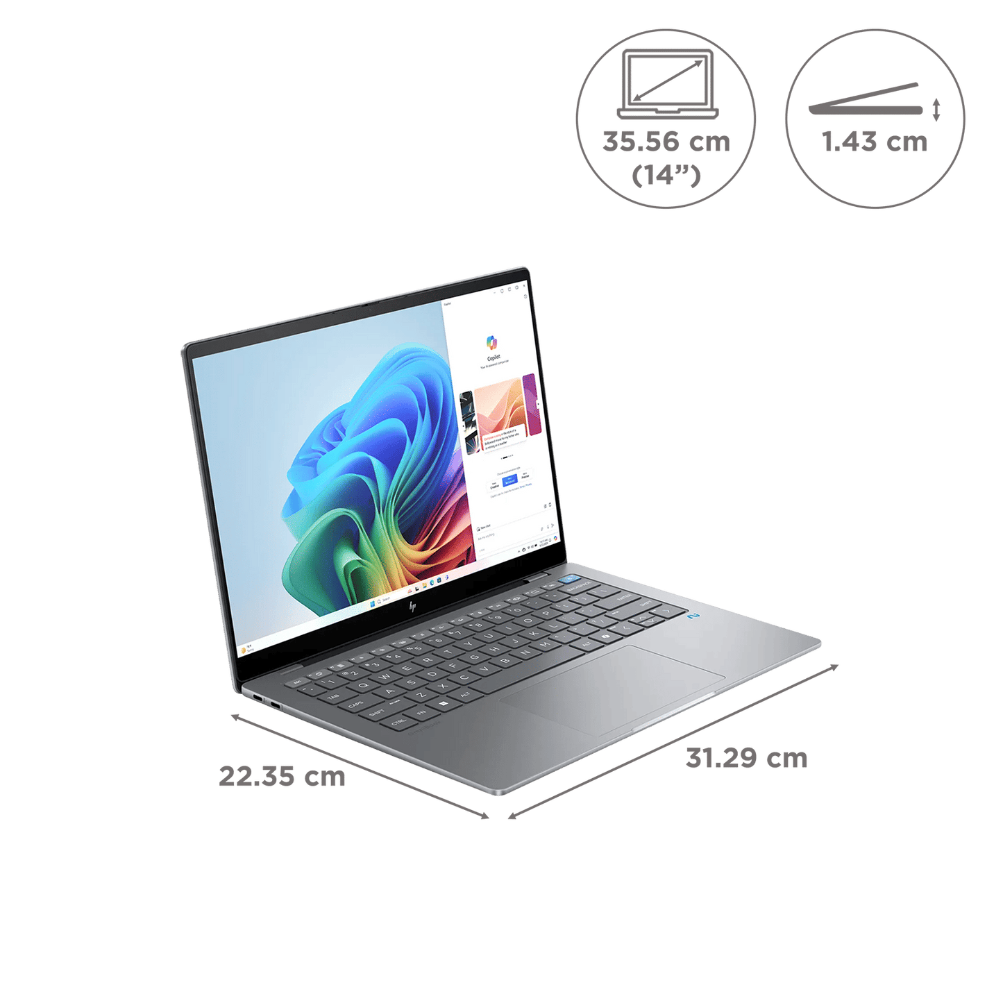 HP OmniBook X 14-fe0121QU Snapdragon X Elite Touchscreen Thin & Light Laptop (16GB, 1TB SSD, Next-Gen Windows, 14 inch 2.2K IPS Display, MS Office 2021, Meteor Silver, 1.34 KG)
