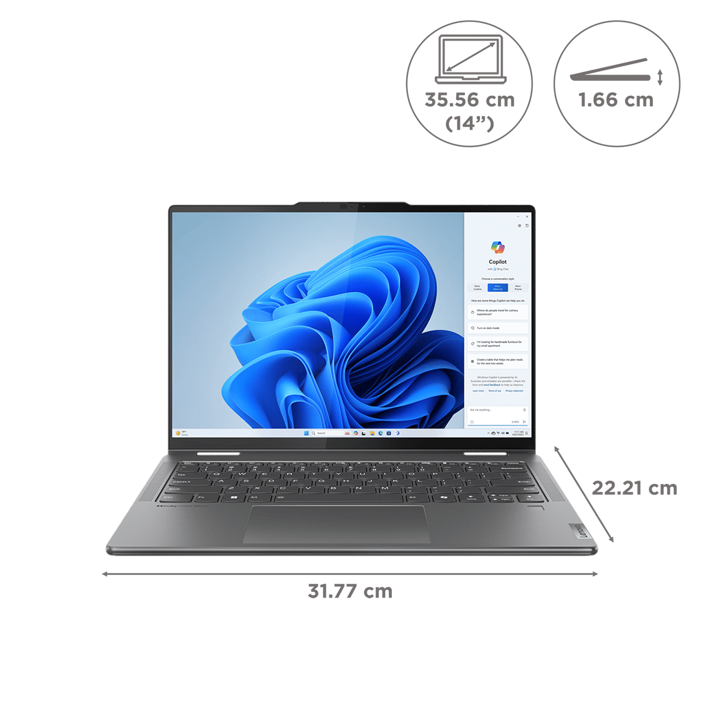 Lenovo Yoga 7 14IML9 Intel Core Ultra 5 Touchscreen 2-in-1 Laptop (16GB, 512GB SSD, Windows 11 Home, 14 inch WUXGA OLED Display, MS Office 2021, Storm Grey, 1.49 KG)