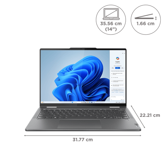 Lenovo Yoga 7 14IML9 Intel Core Ultra 5 Touchscreen 2-in-1 Laptop (16GB, 512GB SSD, Windows 11 Home, 14 inch WUXGA OLED Display, MS Office 2021, Storm Grey, 1.49 KG)