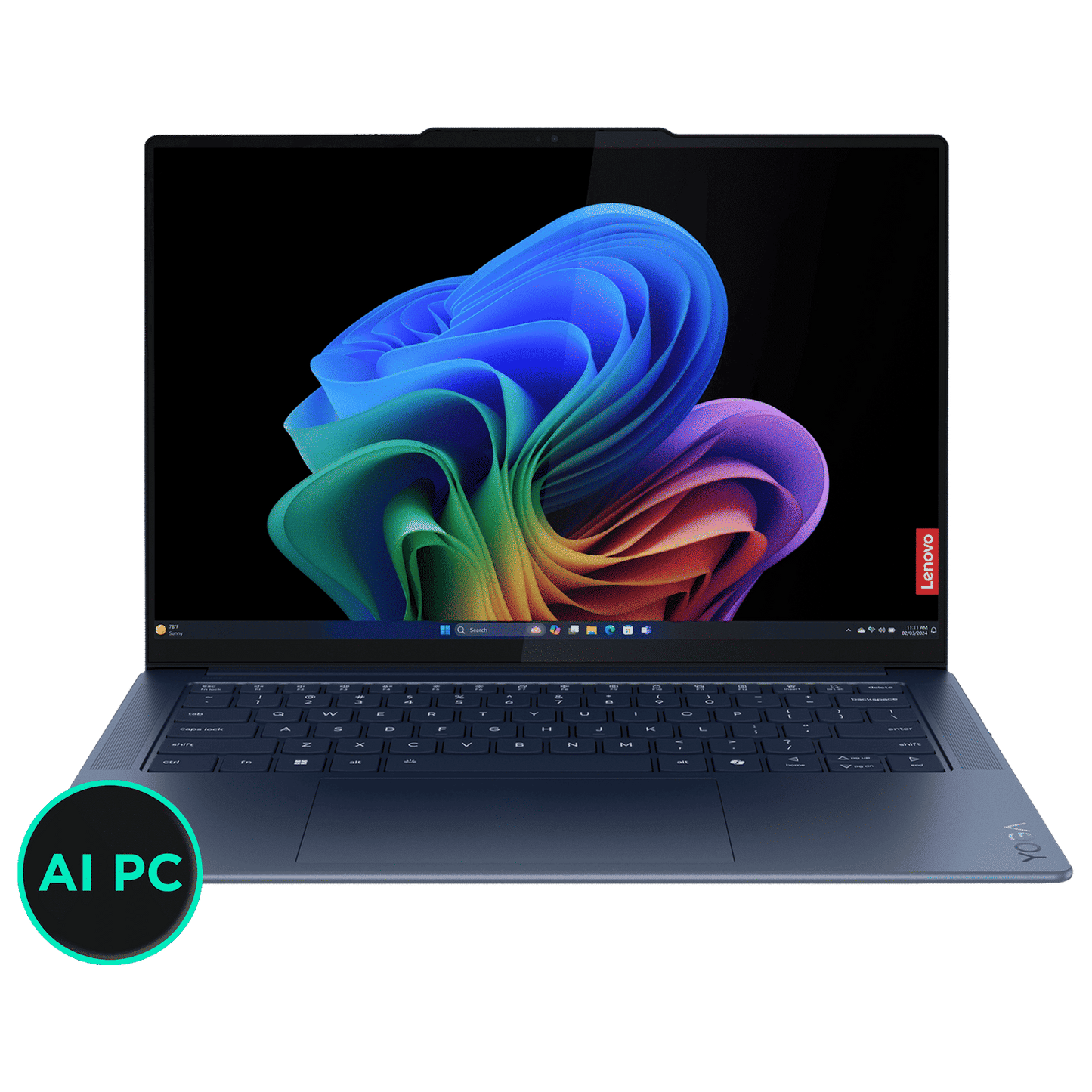 Lenovo Yoga Slim 7x Snapdragon X Elite X1E 9th Gen Touchscreen Thin & Light Laptop (32GB, 1TB SSD, Windows 11 Home, 14.5 inch OLED Display, MS Office 2021, Cosmic Blue, 1.28 KG)