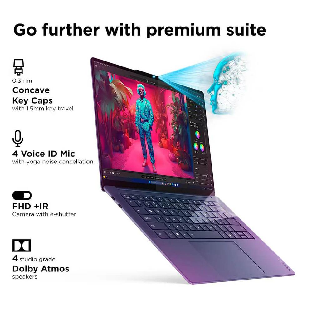 Lenovo Yoga Slim 7x Snapdragon X Elite X1E 9th Gen Touchscreen Thin & Light Laptop (32GB, 1TB SSD, Windows 11 Home, 14.5 inch OLED Display, MS Office 2021, Cosmic Blue, 1.28 KG)