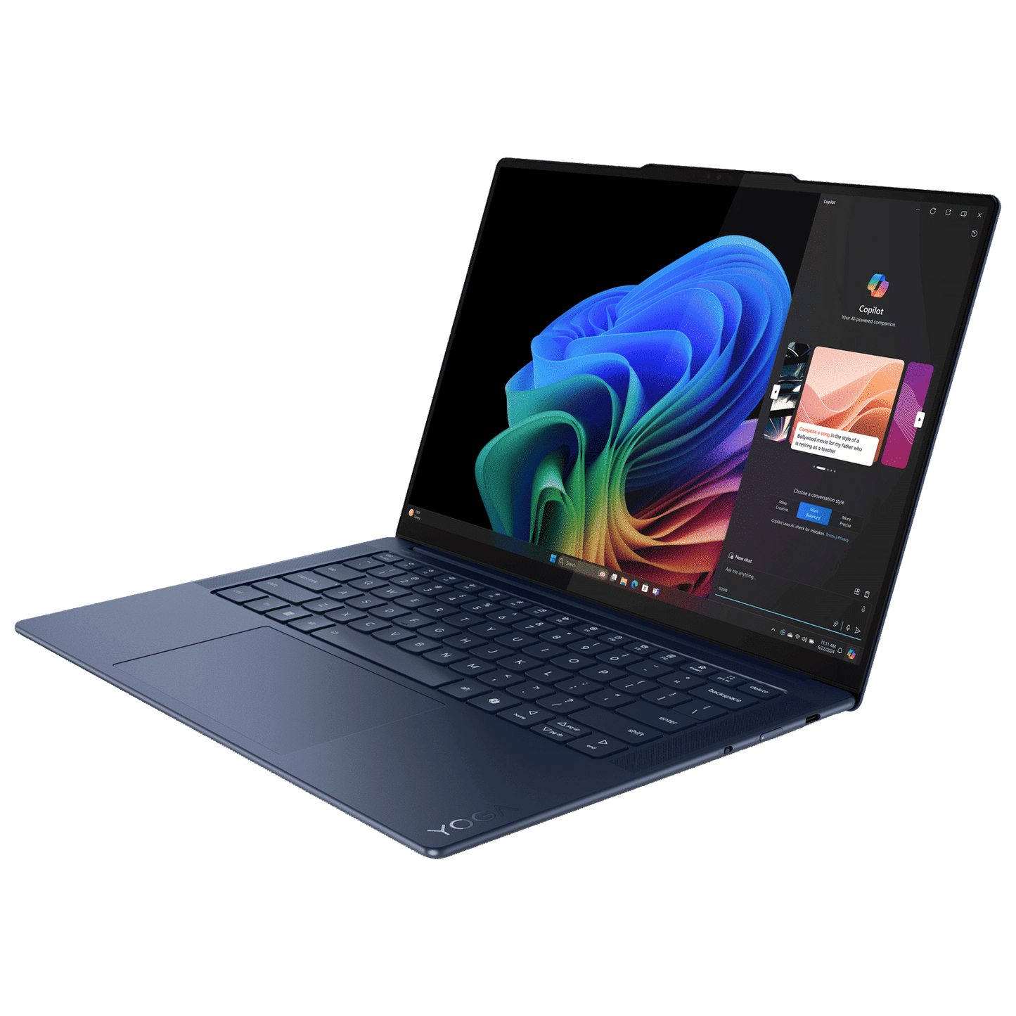 Lenovo Yoga Slim 7x Snapdragon X Elite X1E 9th Gen Touchscreen Thin & Light Laptop (32GB, 1TB SSD, Windows 11 Home, 14.5 inch OLED Display, MS Office 2021, Cosmic Blue, 1.28 KG)