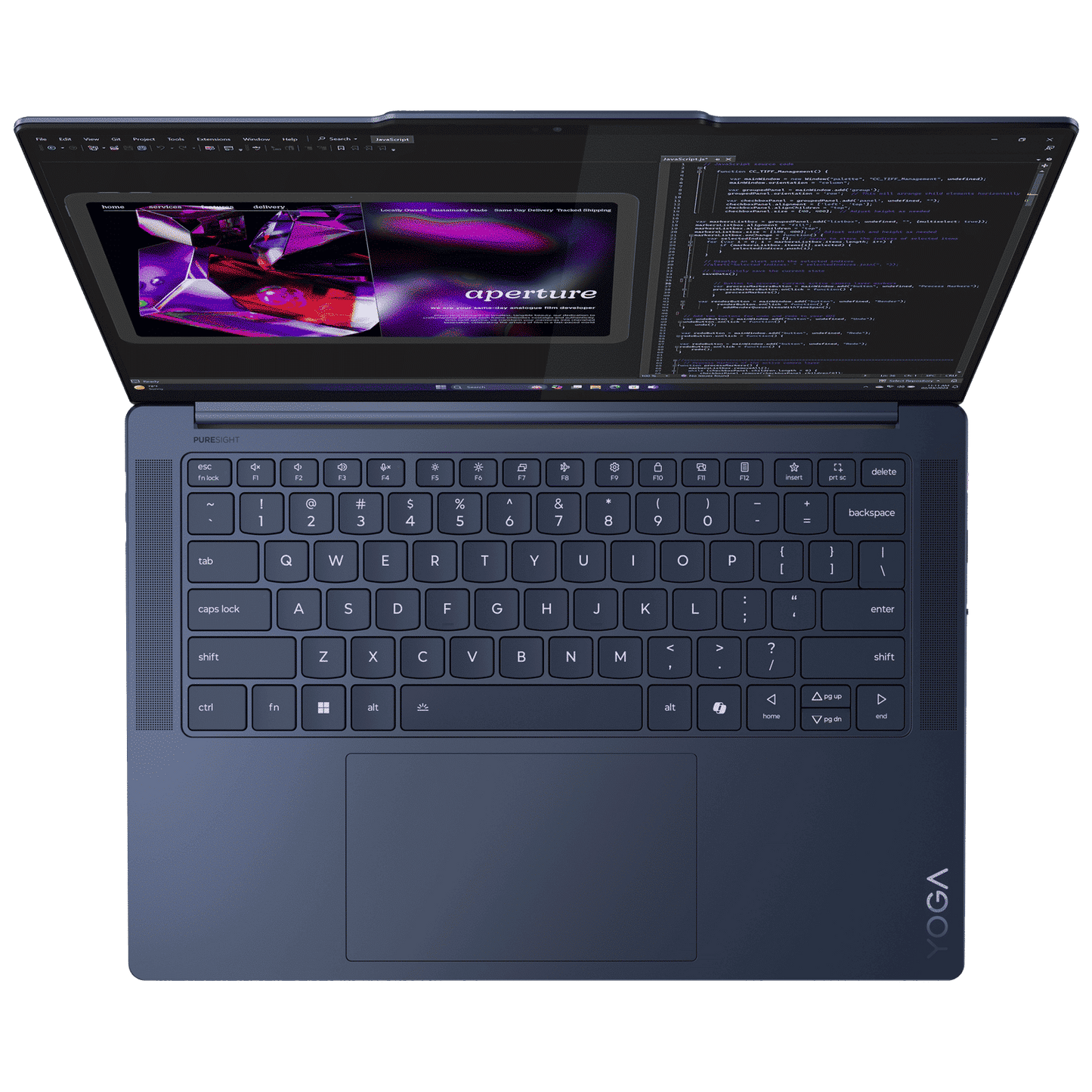 Lenovo Yoga Slim 7x Snapdragon X Elite X1E 9th Gen Touchscreen Thin & Light Laptop (32GB, 1TB SSD, Windows 11 Home, 14.5 inch OLED Display, MS Office 2021, Cosmic Blue, 1.28 KG)