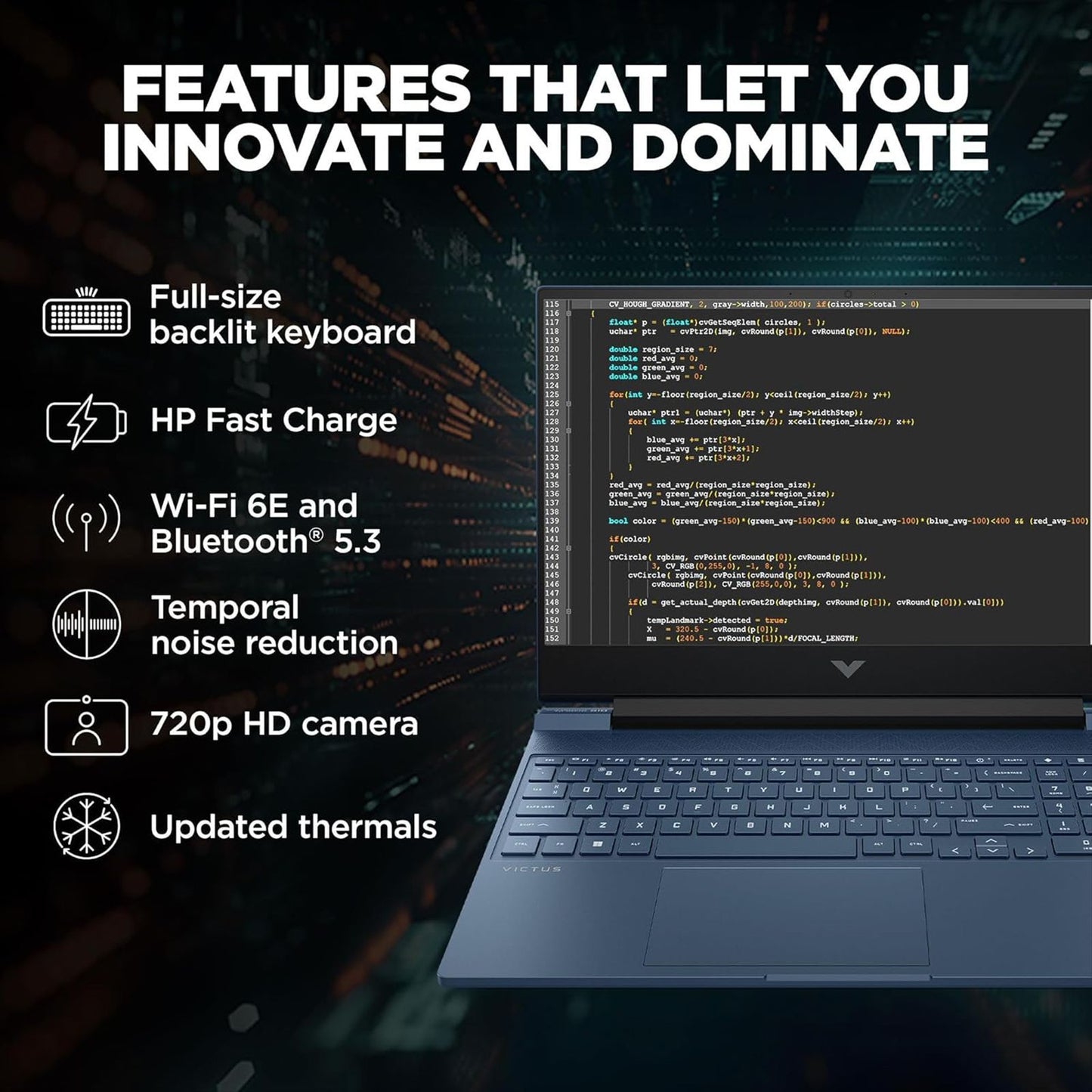 HP Victus 15-FA1411TX Intel Core i7 12th Gen Gaming Laptop (16GB, 512GB SSD, Windows 11 Home, 4GB Graphics, 15.6 inch 144 Hz Full HD IPS Display, NVIDIA GeForce RTX 3050, MS Office Home & Student 2021, Performance Blue, 2.29 KG)