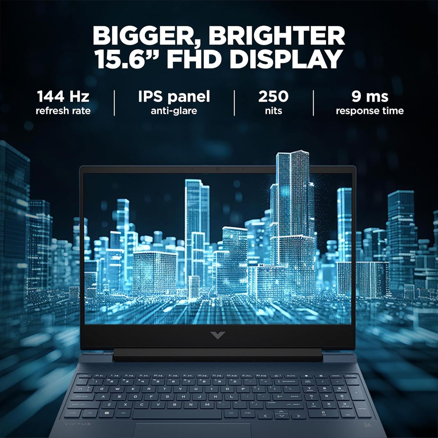 HP Victus 15-FA1411TX Intel Core i7 12th Gen Gaming Laptop (16GB, 512GB SSD, Windows 11 Home, 4GB Graphics, 15.6 inch 144 Hz Full HD IPS Display, NVIDIA GeForce RTX 3050, MS Office Home & Student 2021, Performance Blue, 2.29 KG)
