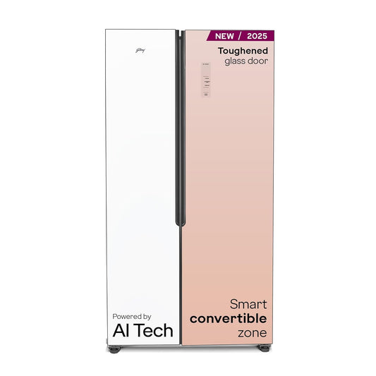 Godrej RS EONVELVET 646C 600L 3 Star Inverter Side-by-Side Refrigerator | Smart Convertible Zones | Digital Touch Panel | Frost Free | Opera Rose (2025 Model)