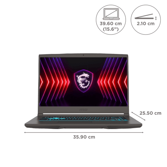 MSI Thin 15 B13VE-2611IN Intel Core i5 13th Gen Gaming Laptop (16GB, 512GB SSD, Windows 11 Home, 6GB Graphics, 15.6 inch 144 Hz Full HD Display, NVIDIA GeForce RTX 4050, MS Office 2021, Cosmos Gray, 1.86 KG)