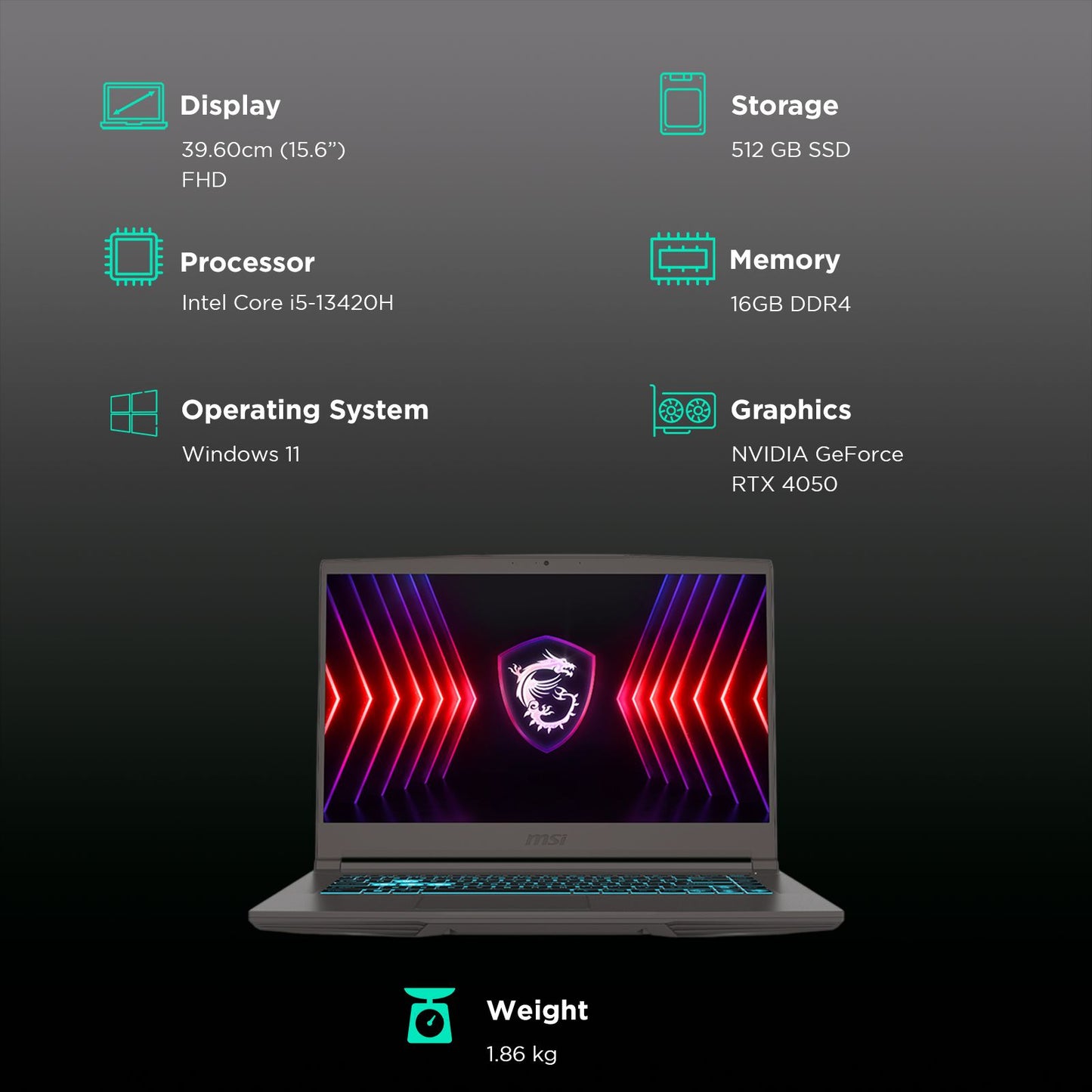 MSI Thin 15 B13VE-2611IN Intel Core i5 13th Gen Gaming Laptop (16GB, 512GB SSD, Windows 11 Home, 6GB Graphics, 15.6 inch 144 Hz Full HD Display, NVIDIA GeForce RTX 4050, MS Office 2021, Cosmos Gray, 1.86 KG)
