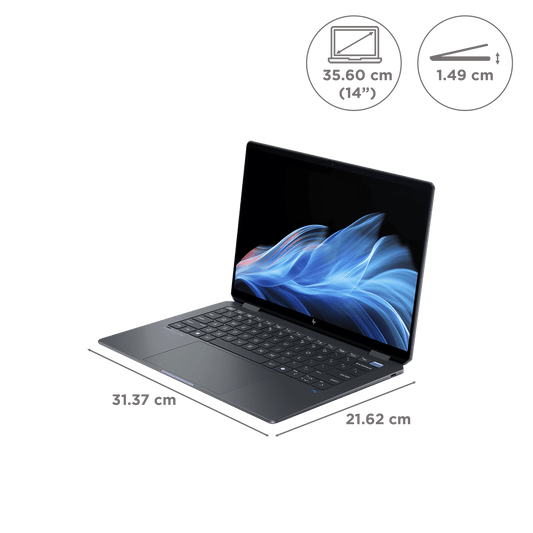 HP OmniBook Ultra Flip 14-fh0029TU Intel Core Ultra 7 Touchscreen Thin & Light Laptop (32GB, 1TB SSD, Windows 11 Home, 14 inch OLED Display, MS Office 2021, Eclipse Gray, 1.34 KG)