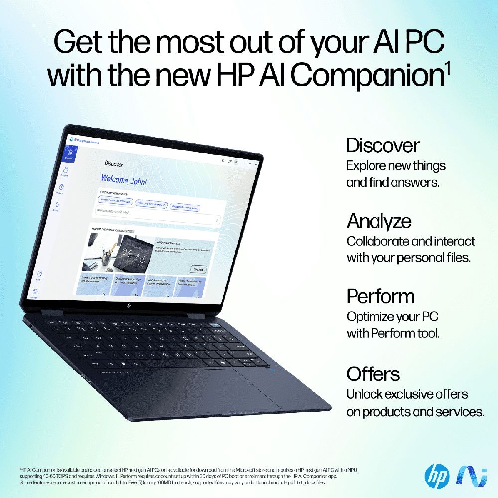 HP OmniBook Ultra Flip 14-fh0046TU Intel Core Ultra 7 Touchscreen Thin & Light Laptop (32GB, 1TB SSD, Windows 11 Home, 14 inch OLED Display, MS Office 2021, Atmospheric Blue, 1.34 KG)