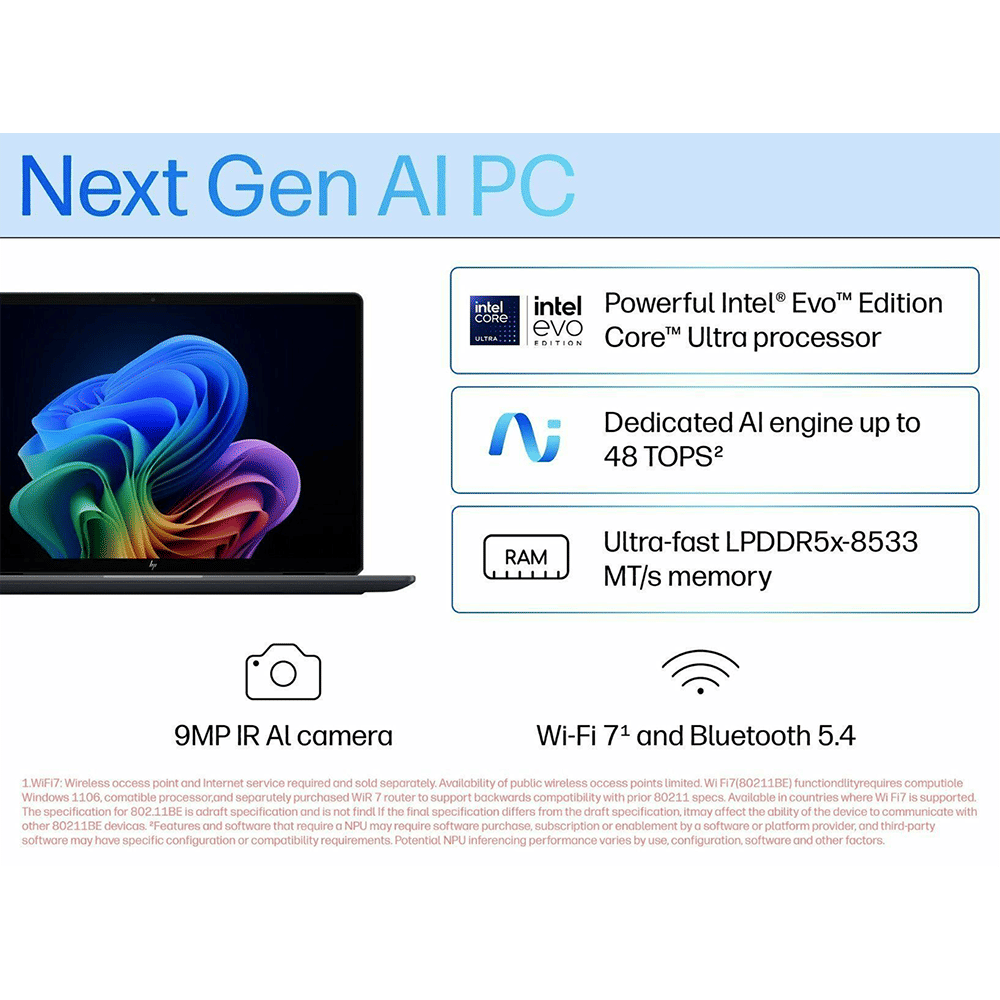 HP OmniBook Ultra Flip 14-fh0046TU Intel Core Ultra 7 Touchscreen Thin & Light Laptop (32GB, 1TB SSD, Windows 11 Home, 14 inch OLED Display, MS Office 2021, Atmospheric Blue, 1.34 KG)
