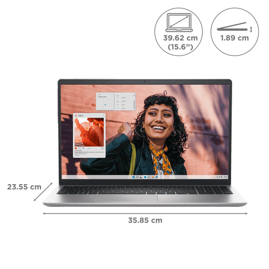DELL Inspiron 15 Intel Core i5 13th Gen Thin & Light Laptop (8GB RAM, 512GB SSD, Windows 11 Home, 15.6 inch Full HD Display, MS Office Home, Platinum Silver, 1.62 KG)