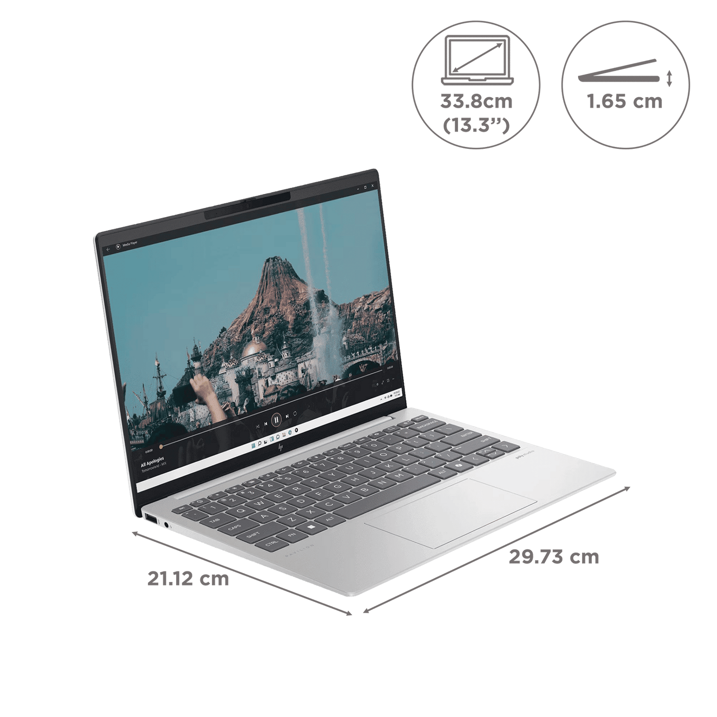 HP Pavilion Aero 13-bg0016AU AMD Ryzen 5-8640U Thin & Light Laptop (16GB, 512GB SSD, Windows 11 Home, 13.3 inch WUXGA IPS Display, MS Office 2021, Natural Silver, 1 KG)