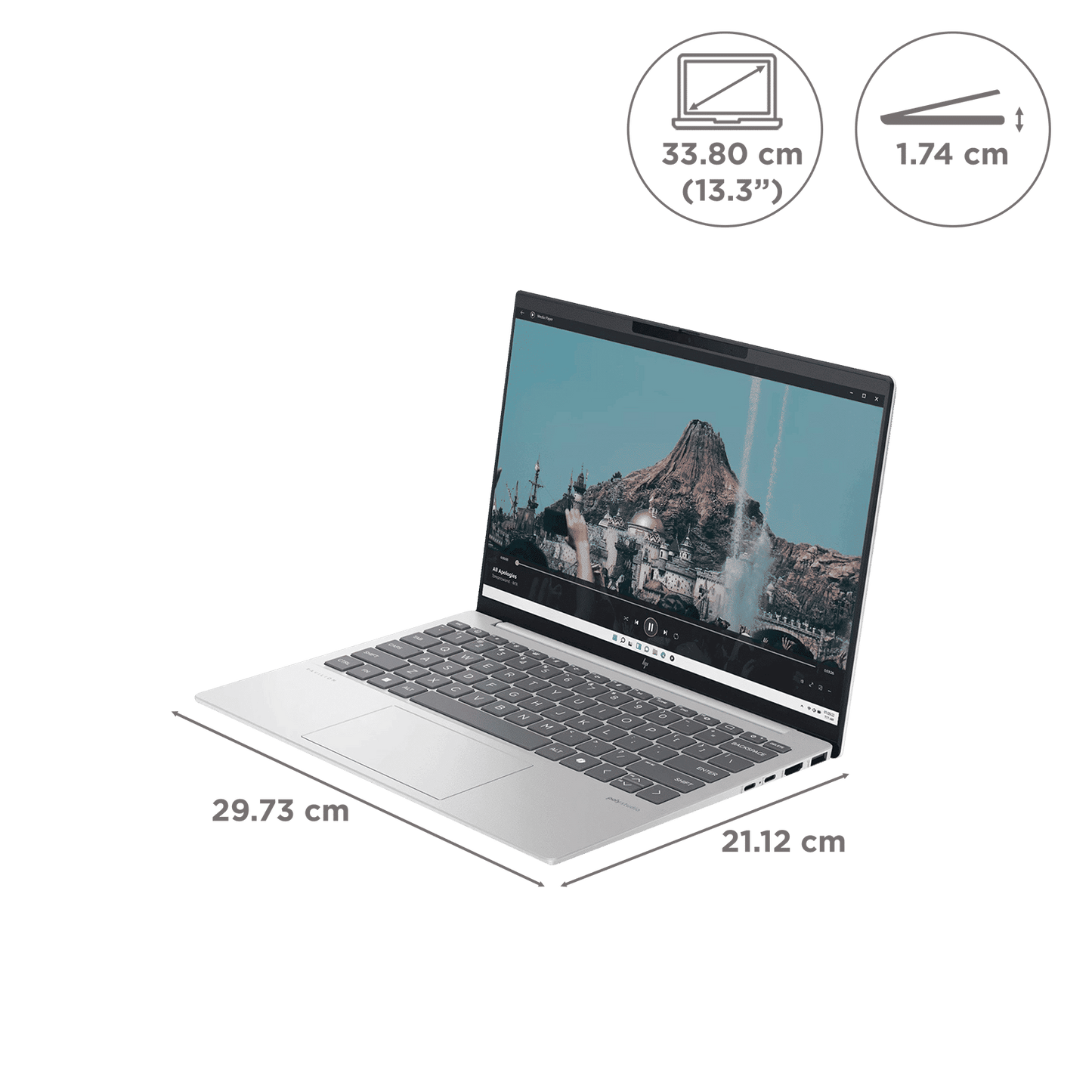 HP Pavilion Aero 13-bg0017AU AMD Ryzen 7-8840U Thin & Light Laptop (16GB, 512GB SSD, Windows 11 Home, 13.3 inch WUXGA IPS Display, MS Office 2021, Natural Silver, 1 KG)