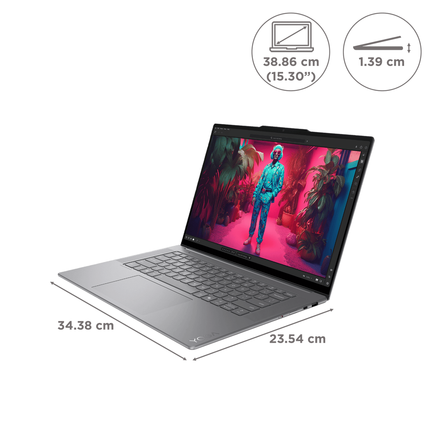 Lenovo Yoga Slim 7 Intel Core Ultra 7 258V  Touchscreen Thin & Light Laptop (32GB, 1TB SSD, Windows 11 Home, 15.3 inch WQXGA+ IPS Display, MS Office 2024, Luna Grey, 1.53 KG)