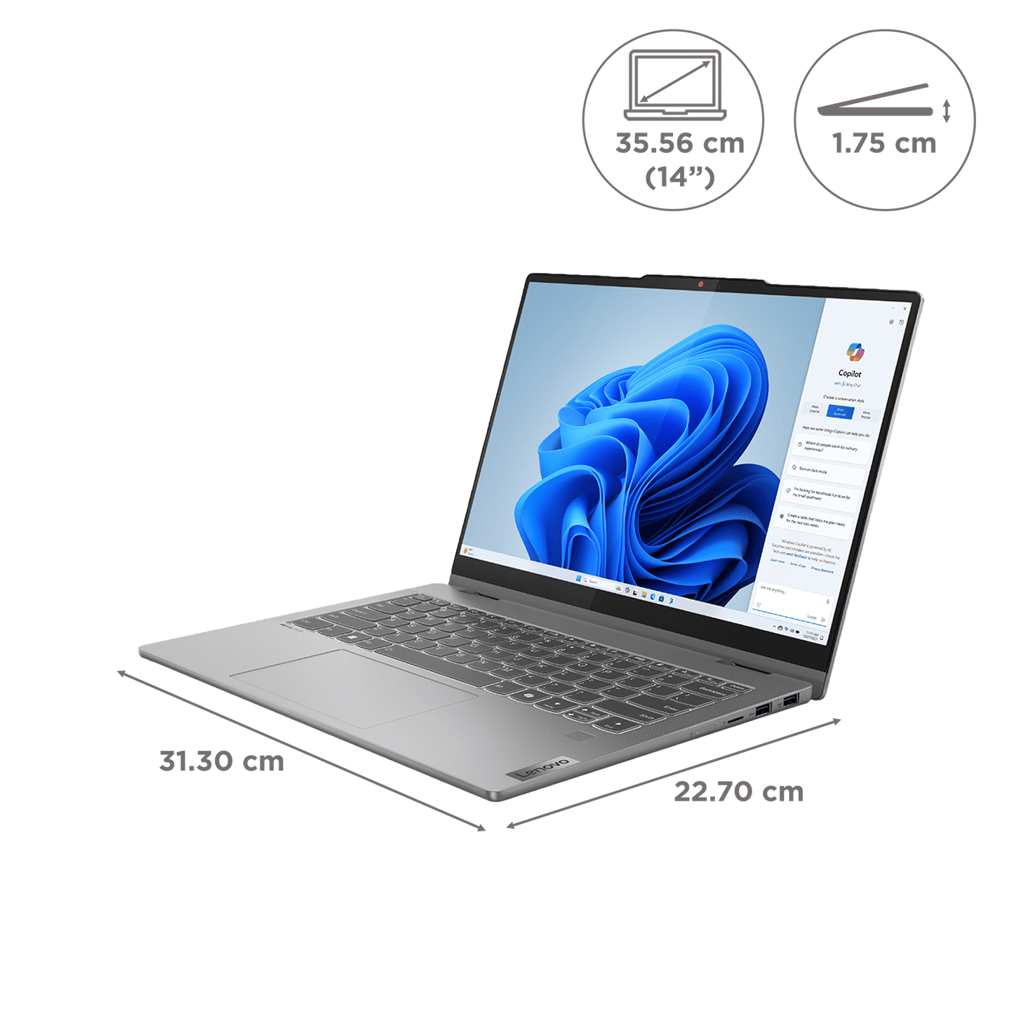Lenovo IdeaPad 5 14IRH9 Intel Core i5 13th Gen Touchscreen 2-in-1 Laptop (16GB, 512GB SSD, Windows 11 Home, 14 inch WUXGA IPS Display, MS Office 2024, Luna Grey, 1.6 KG)