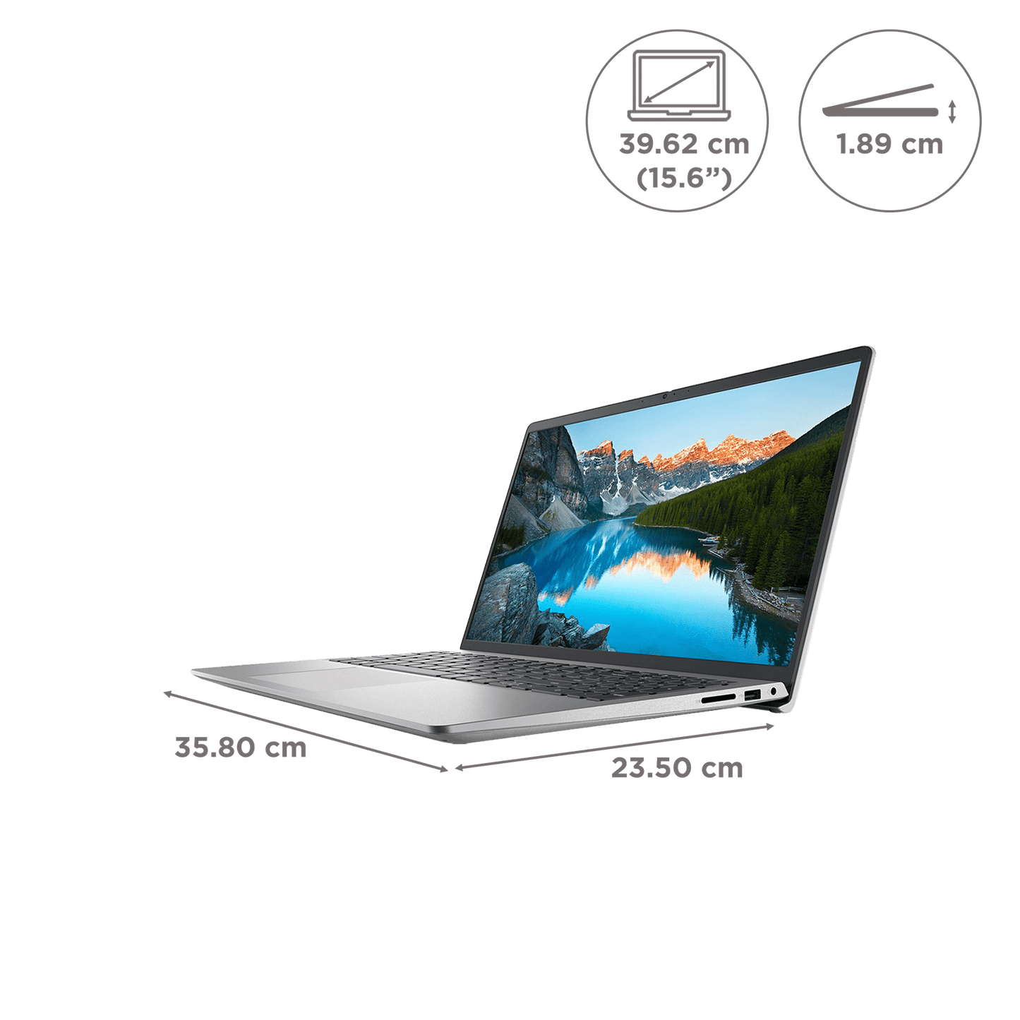 Dell Inspiron 15 3535 AMD Ryzen 5 7530U Notebook Laptop (16GB, 512GB SSD, Windows 11, 15.6 inch Full HD Display, MS Office, Platinum Silver, 1.66 KG)