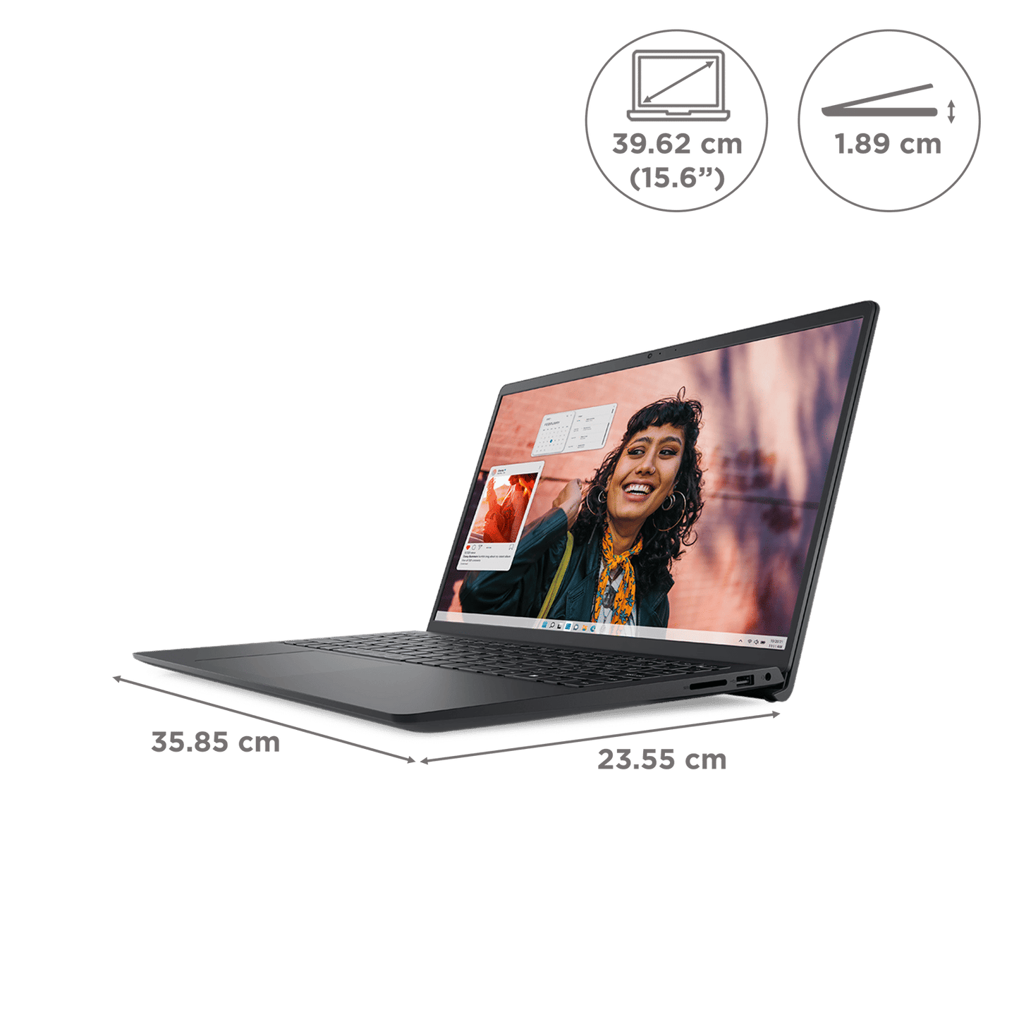 DELL Inspiron 15 3530 Intel Core i3 13th Gen Thin & Light Laptop (8GB RAM, 512GB SSD, Windows 11 Home, 15.6 inch Full HD IPS Display, MS Office Home 2024, Carbon Black, 1.62 KG)