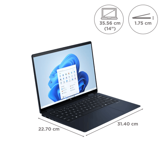 HP Envy X360 Intel Core Ultra 7 Touchscreen 2-in-1 Laptop (16GB, 512GB SSD, Windows 11, 14 inch OLED Display, MS Office Home & Student 2021, Atmospheric Blue, 3.5 KG)