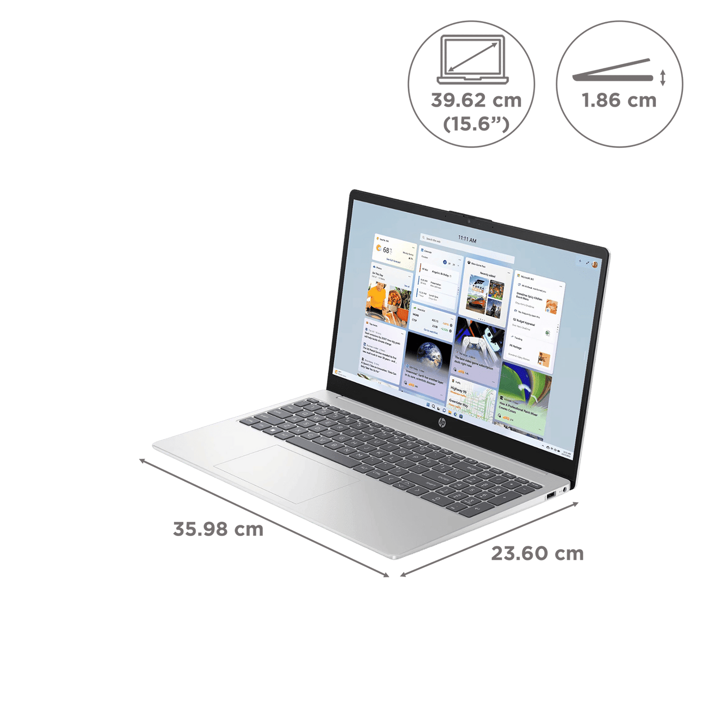 HP 15-fc0155AU AMD Ryzen 5 7520U Thin & Light Laptop (8GB, 512GB SSD, Windows 11 Home, 15.6 inch Full HD Display, Natural Silver, 1.59 KG)