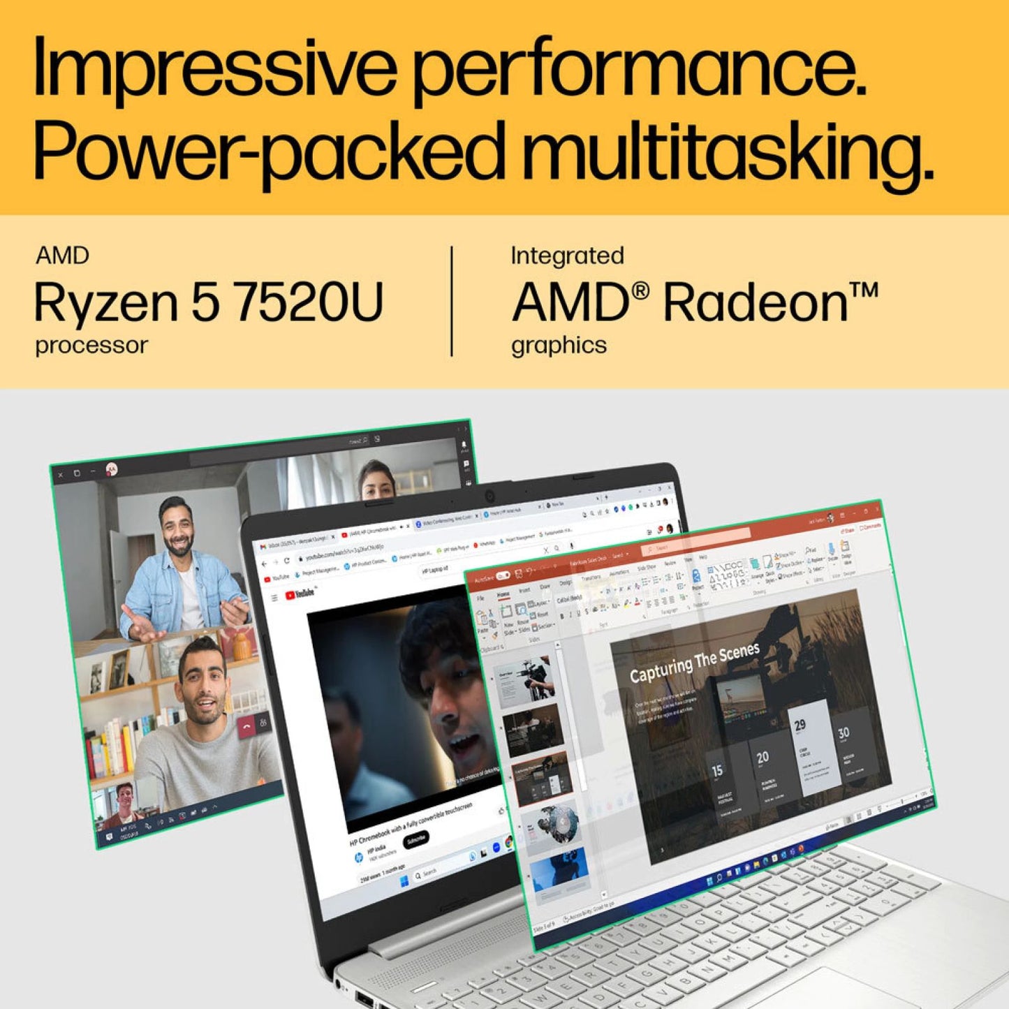 HP 14-em0026AU AMD Ryzen 5 7520U Thin & Light Laptop (8GB, 512GB SSD, Windows 11 Home, 14 inch Full HD Display, MS Office 2021, Natural Silver, 1.4 KG)