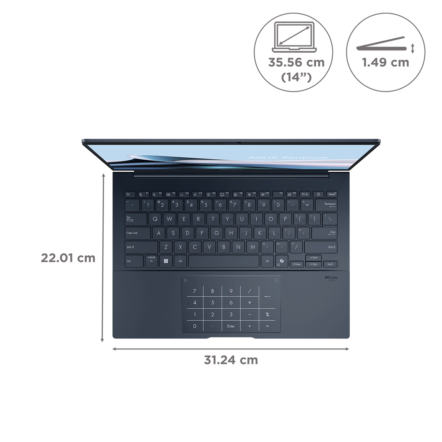 ASUS Zenbook 1 Intel Core Ultra 7 255H Touchscreen Notebook Laptop (32GB, 1TB SSD, Windows 11 Home, 14 inch OLED Display, MS Office 2024, Ponder Blue, 1.28 KG)