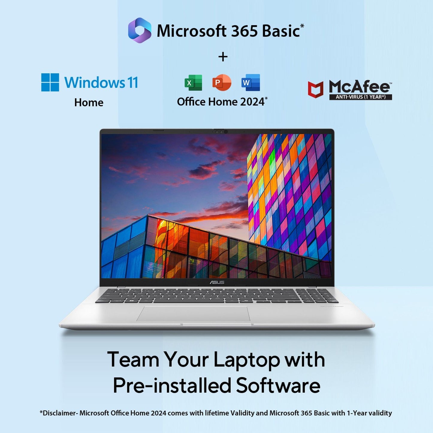 ASUS Vivobook 16 Intel Core Ultra 5 Laptop (16GB, 512GB SSD, Windows 11 Home, 16 inch WUXGA Display, MS Office Home 2024, Cool Silver, 1.88 KG)