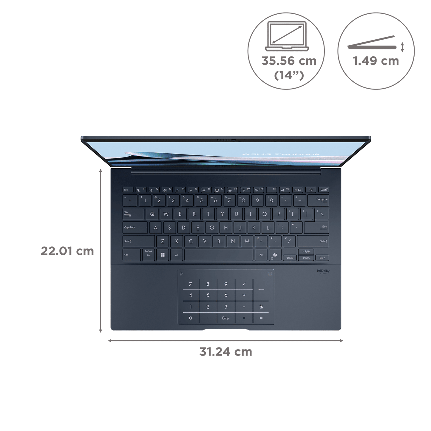 ASUS Zenbook 1 Intel Core Ultra 5 225H Touchscreen Notebook Laptop (16GB, 1TB SSD, Windows 11 Home, 14 inch OLED Display, MS Office 2024, Ponder Blue, 1.28 KG)