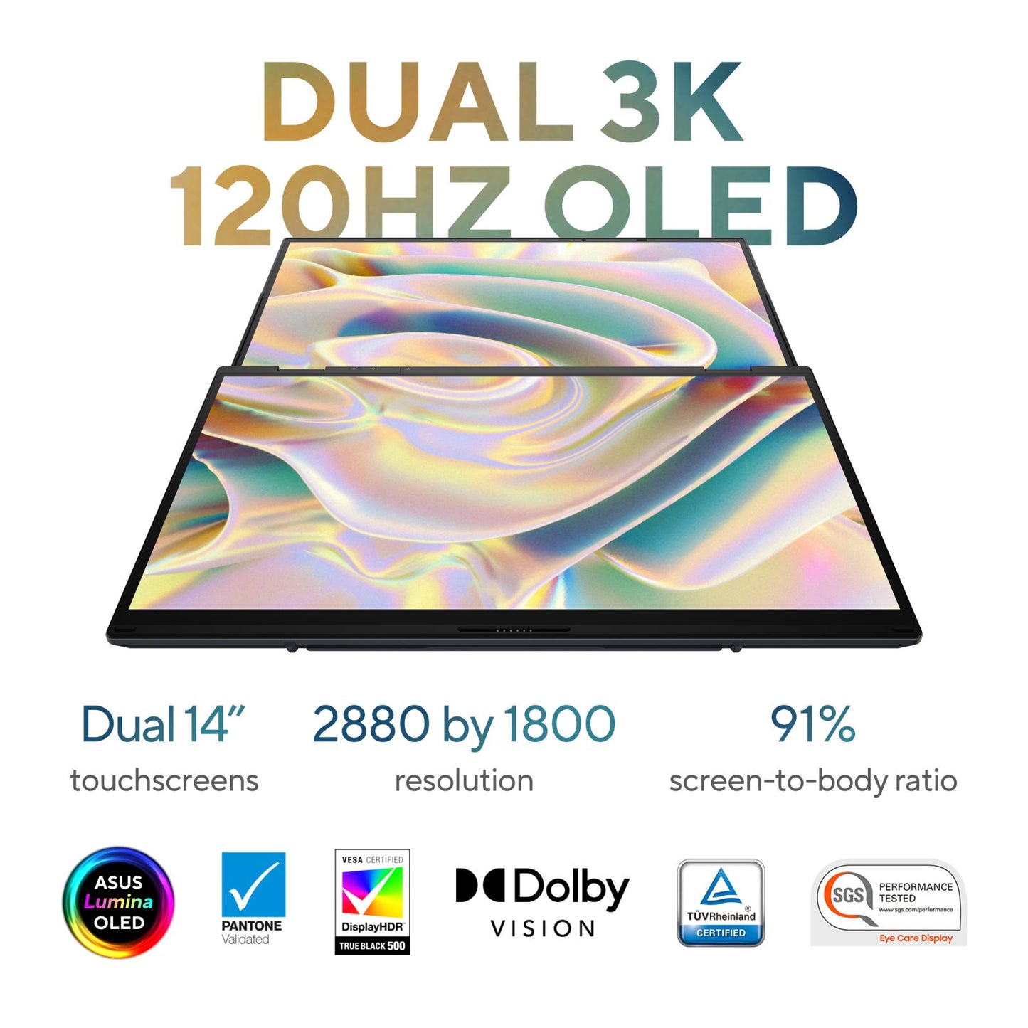 ASUS Zenbook Duo Intel Core Ultra 9 285H Touchscreen Laptop (32GB, 1TB SSD, Windows 11 Home, 14 inch OLED Display, MS Office Home 2024, Inkwell Gray, 1.65 KG)