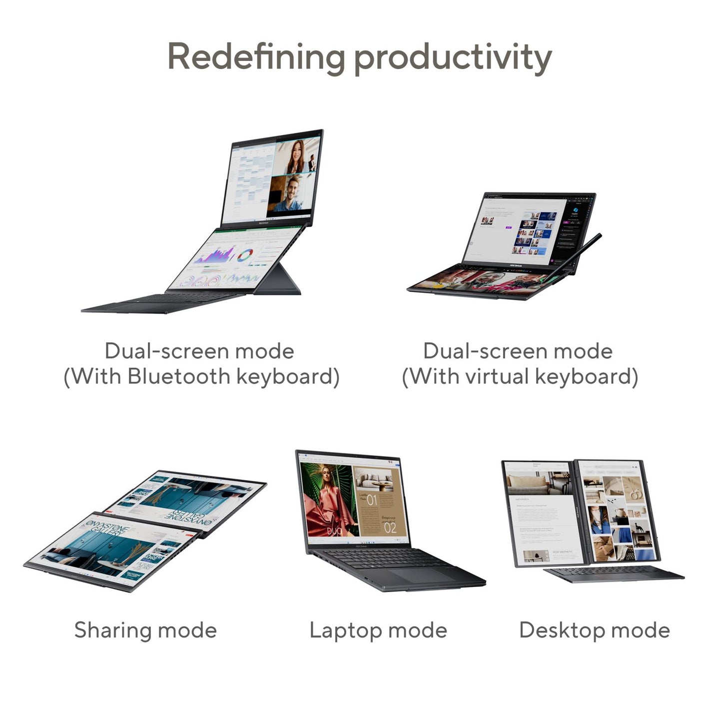 ASUS Zenbook Duo Intel Core Ultra 9 285H Touchscreen Laptop (32GB, 1TB SSD, Windows 11 Home, 14 inch OLED Display, MS Office Home 2024, Inkwell Gray, 1.65 KG)
