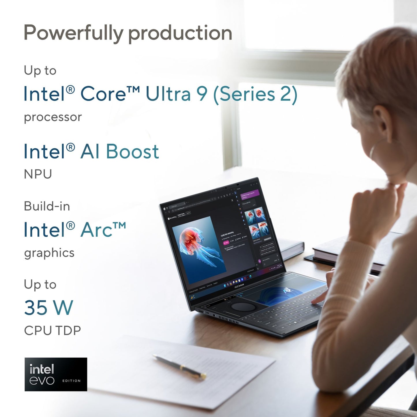ASUS Zenbook Duo Intel Core Ultra 9 285H Touchscreen Laptop (32GB, 1TB SSD, Windows 11 Home, 14 inch OLED Display, MS Office Home 2024, Inkwell Gray, 1.65 KG)