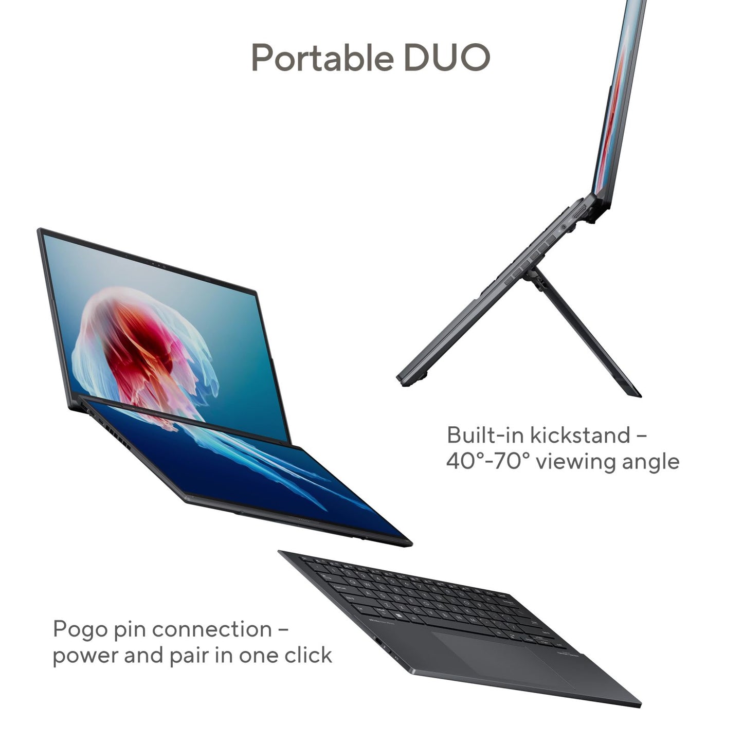 ASUS Zenbook Duo Intel Core Ultra 9 285H Touchscreen Laptop (32GB, 1TB SSD, Windows 11 Home, 14 inch OLED Display, MS Office Home 2024, Inkwell Gray, 1.65 KG)