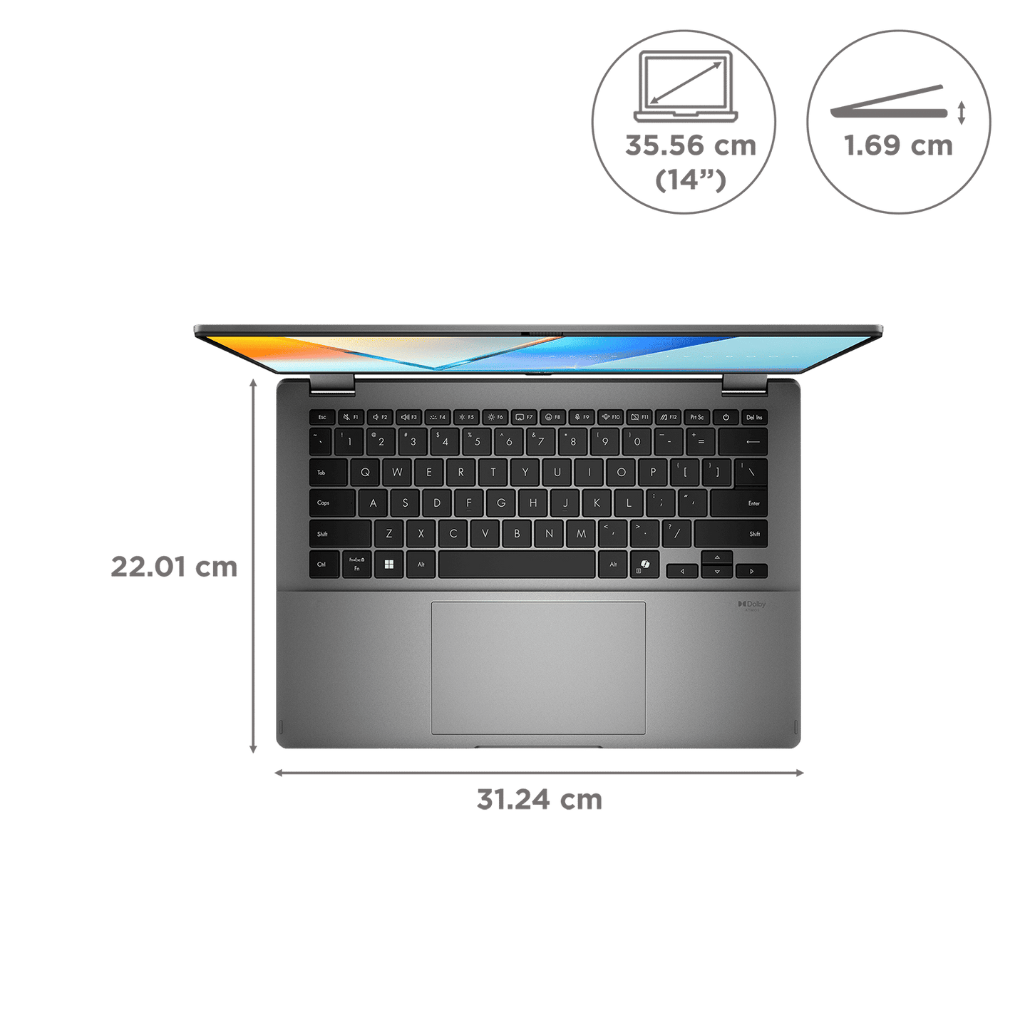ASUS Vivobook 1 Flip Intel Core Ultra 7 256V Touchscreen 2-in-1 Laptop (16GB, 512GB SSD, Windows 11 Home, 14 inch OLED Display, MS Office Home 2024, Matte Gray, 1.57 KG)