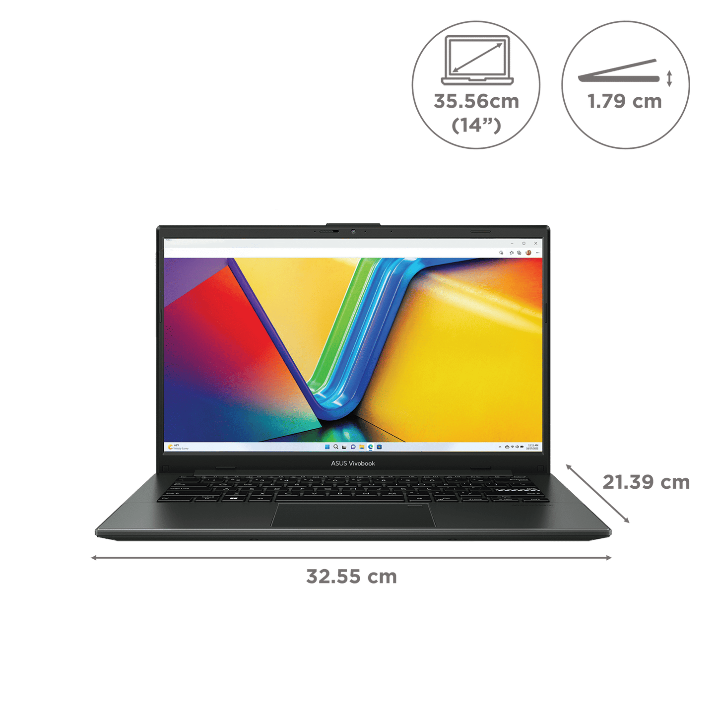 ASUS Vivobook Go 14 AMD Ryzen 5 7520U Thin & Light Laptop (16GB, 512GB SSD, Windows 11 home, AMD Radeon Graphics, 14 inch Full HD Display, MS Office Home 2024, Mixed Black, 1.38 KG)