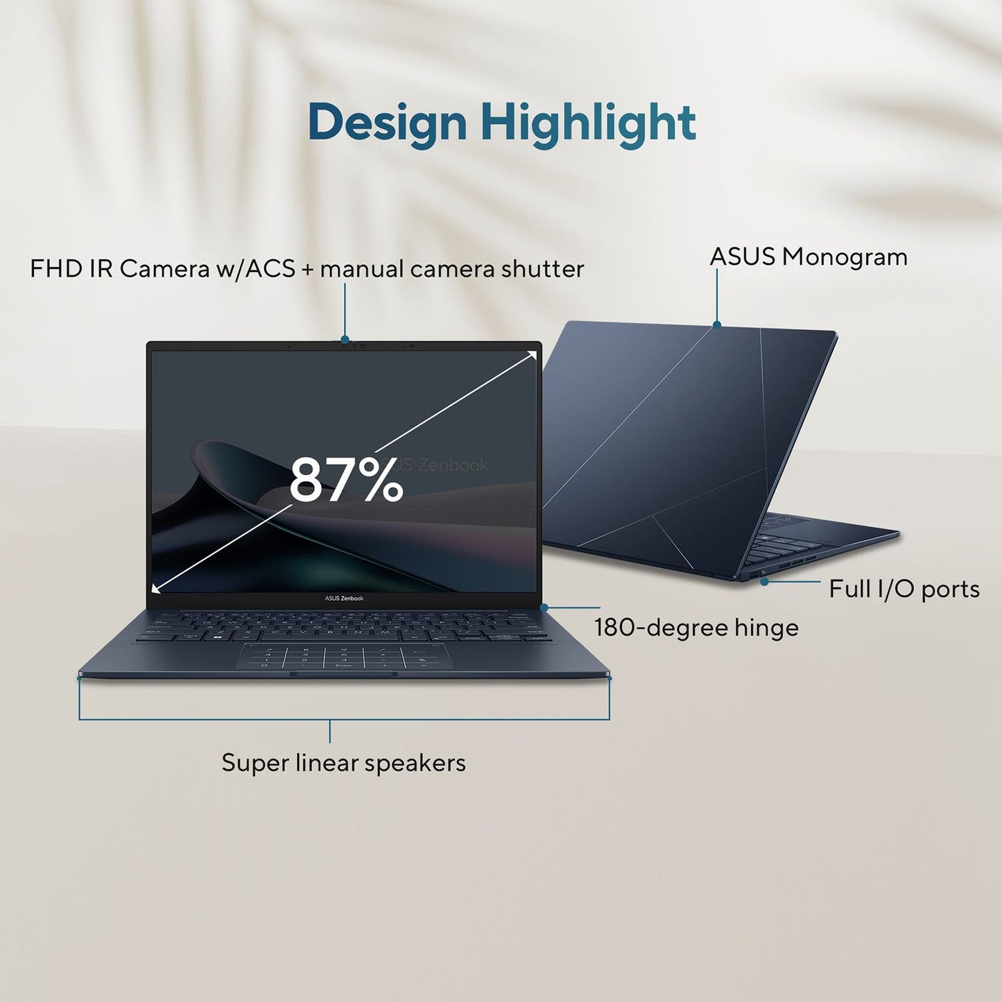 ASUS Zenbook 1 Intel Core Ultra 9 285H Touchscreen Notebook Laptop (32GB, 1TB SSD, Windows 11 Home, 14 inch OLED Display, MS Office 2024, Ponder Blue, 1.28 KG)
