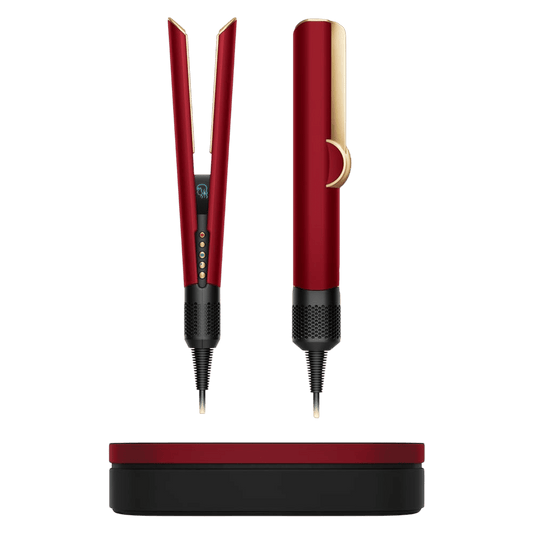 Dyson Airstrait Hair Straightener Red Velvet & Gold | Wet-to-Dry Styling, No Heat Damage, Intelligent Airflow, LCD Display
