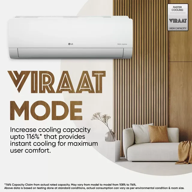 LG US-Q19JNYE 1.5 Ton 4 Star DUAL Inverter Split AC (Copper, AI Convertible 6-in-1 Cooling, 4 Way Swing, HD Filter with Anti-Virus Protection,  White)