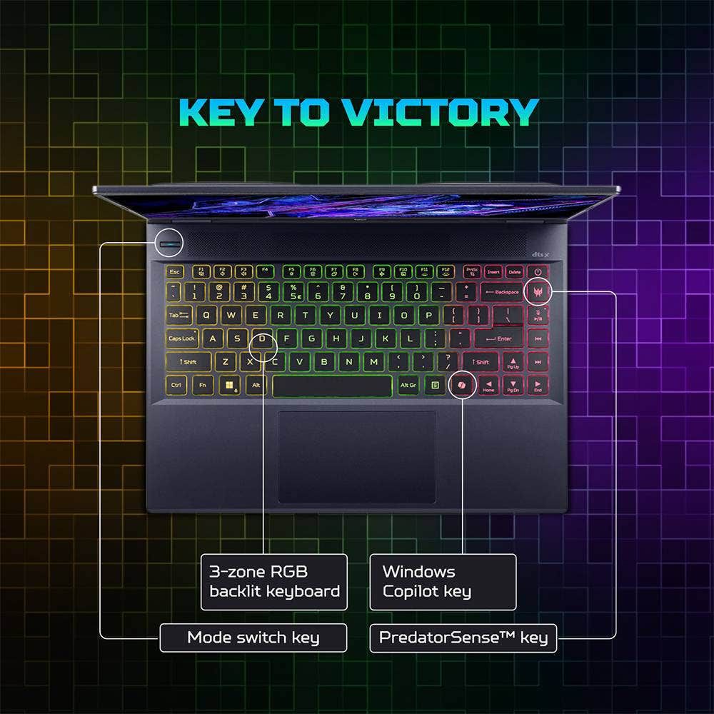 acer Predator Helios Neo 14 Intel Core Ultra 7 Gaming Laptop (16GB, 1TB SSD, Windows 11 Home, 6GB Graphics, 14.5 inch 120 Hz WUXGA IPS Display, NVIDIA Geforce RTX 4050, MS Office, Abyssal Black, 1.99 KG)