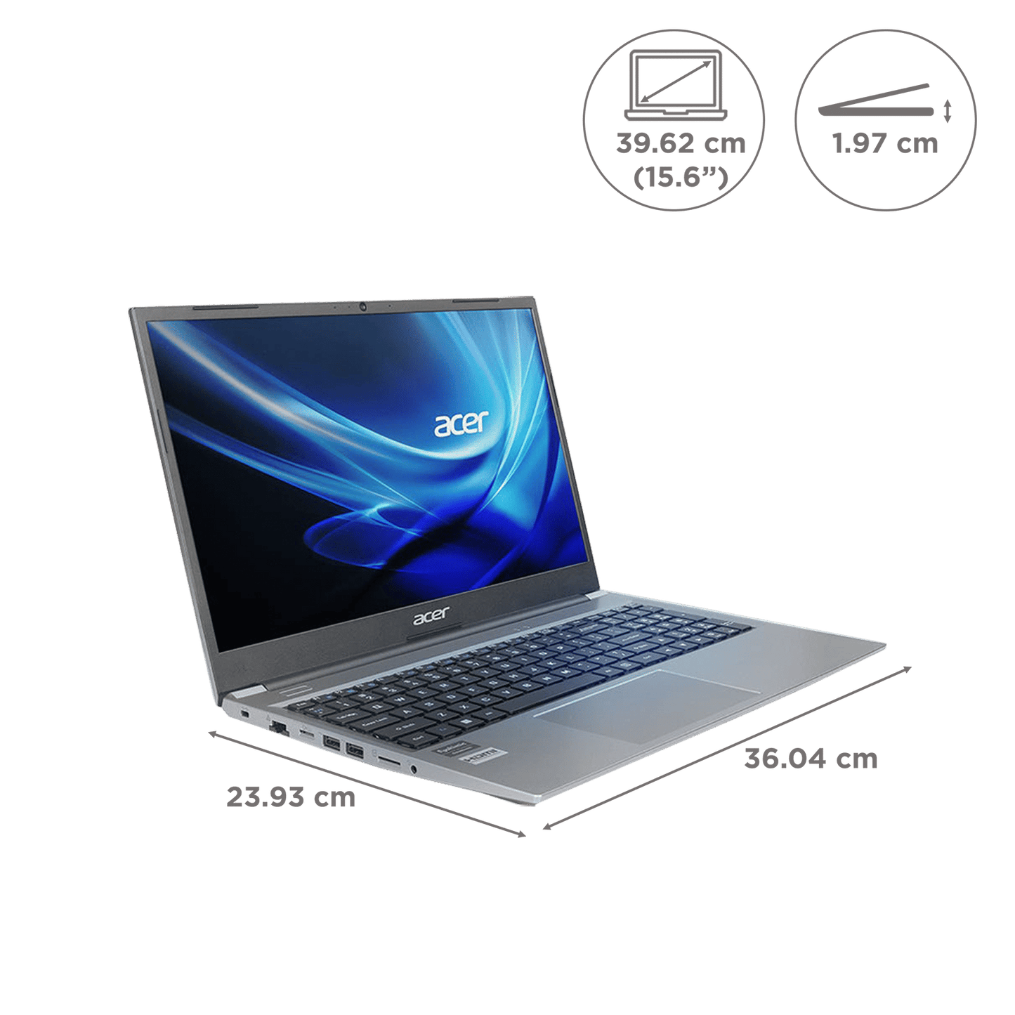 acer Aspire Lite AL15-41 AMD Ryzen 5 7430U Thin & Light Laptop (16GB, 512GB SSD, Windows 11 Home, 15.6 inch Full HD TN Display, MS Office Home & Student 2021, Steel Grey, 1.59 KG)
