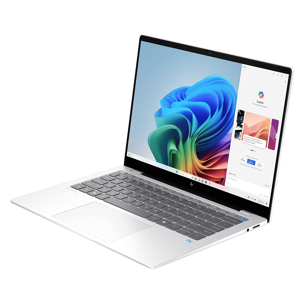 HP OmniBook X 14-fe1011QU Qualcomm Snapdragon X Plus Touchscreen Thin & Light Laptop (16GB, 512GB SSD, Windows 11 Home, 14 inch 2.2K IPS Display, MS Office 2021, Glacier Silver, 1.34 KG)