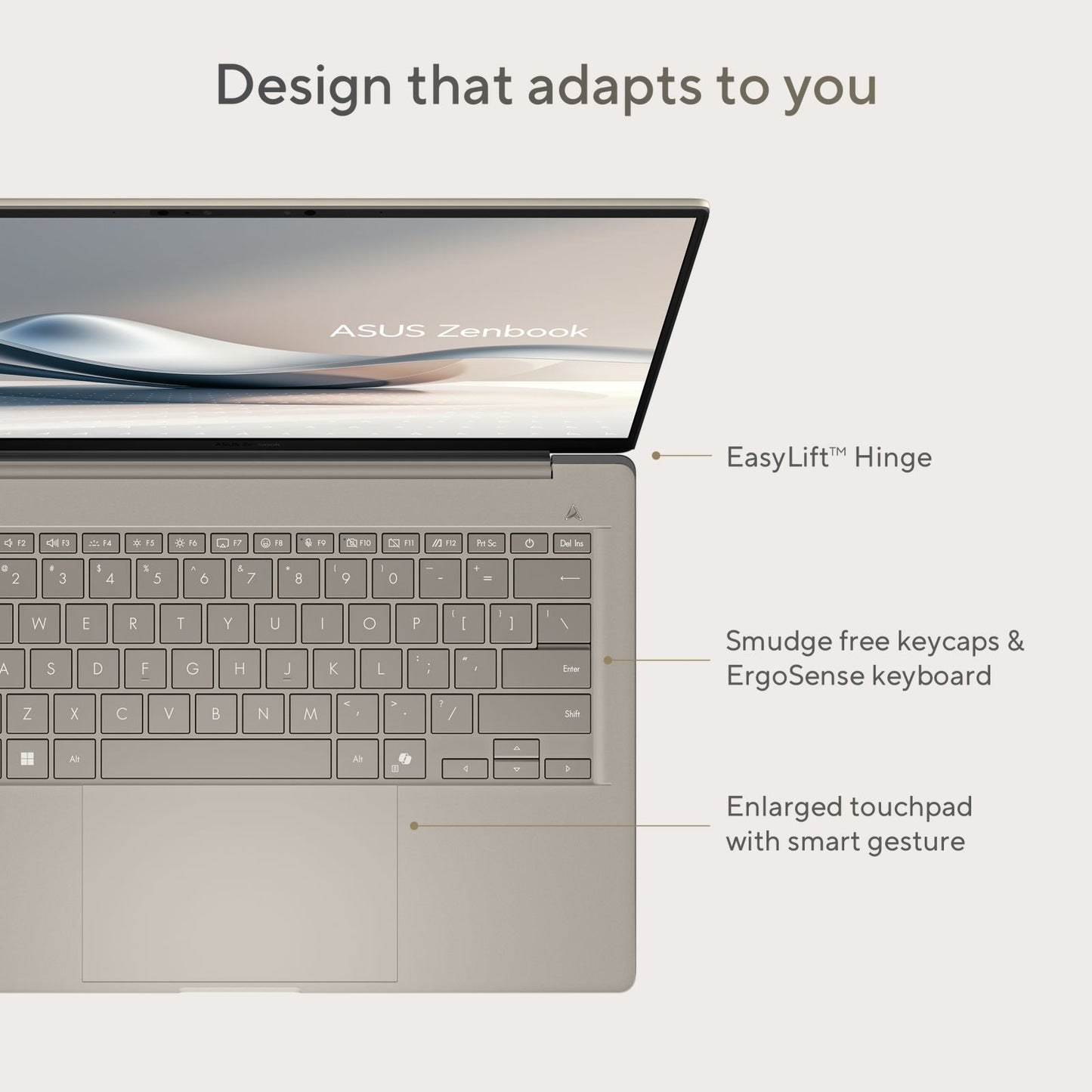 ASUS Zenbook A14 Snapdragon X X126100 Ultra Thin Laptop (16GB, 512GB SSD, Windows 11 Home, 14 inch WUXGA OLED Display, MS Office Home 2024, Zabriskie Beige, 0.98 KG)