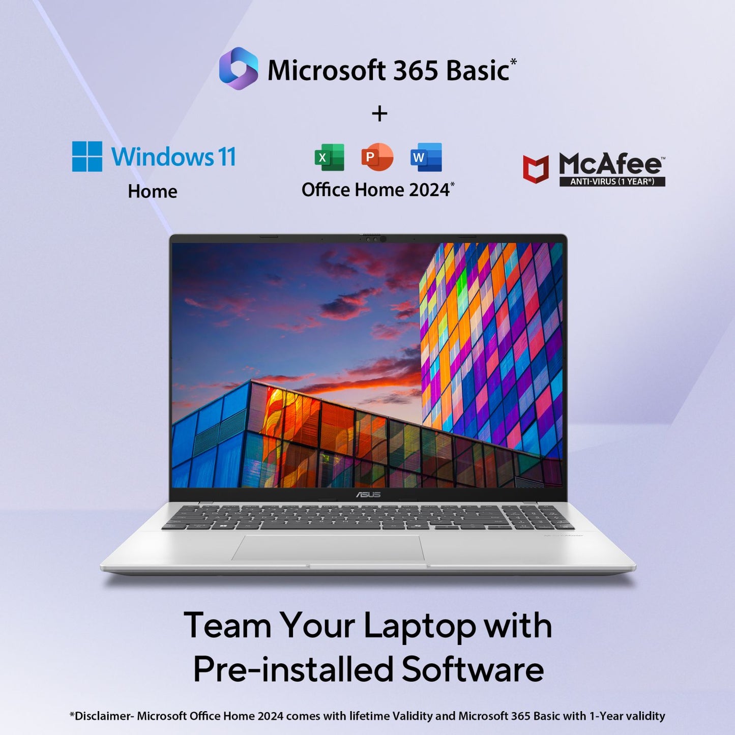 ASUS Vivobook 16 Snapdragon X X1 26 100 Thin & Light Laptop (16GB, 512GB SSD, Windows 11 Home, 16 inch WUXGA Display, MS Office Home 2024, Cool Silver, 1.88 KG)
