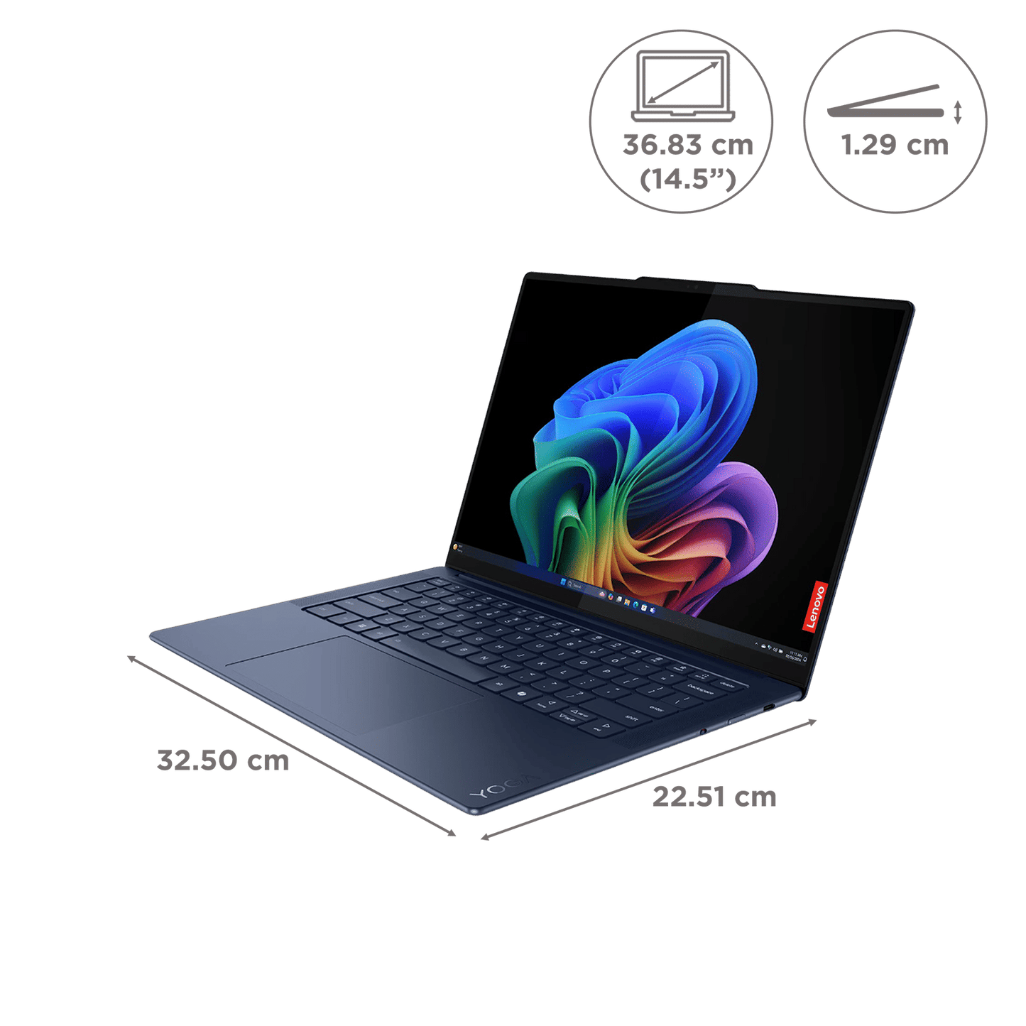 Lenovo Yoga Slim 7 14Q8X9 Snapdragon X Plus Touchscreen Thin & Light Laptop (32GB, 1TB SSD, Windows 11 Home, 14.5 inch 3K OLED Display, MS Office Home 2024, Cosmic Blue, 1.28 KG)