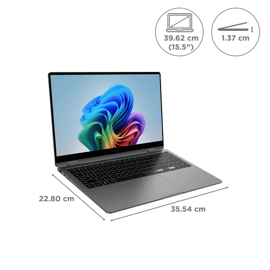 SAMSUNG Galaxy Book5 360 Intel Core Ultra 7 Touchscreen Thin & Light Laptop (16GB, 1TB SSD, Windows 11 Home, 8GB Graphics, 15.5 inch FHD AMOLED Display, MS Office 2021, Gray, 1.46 KG)