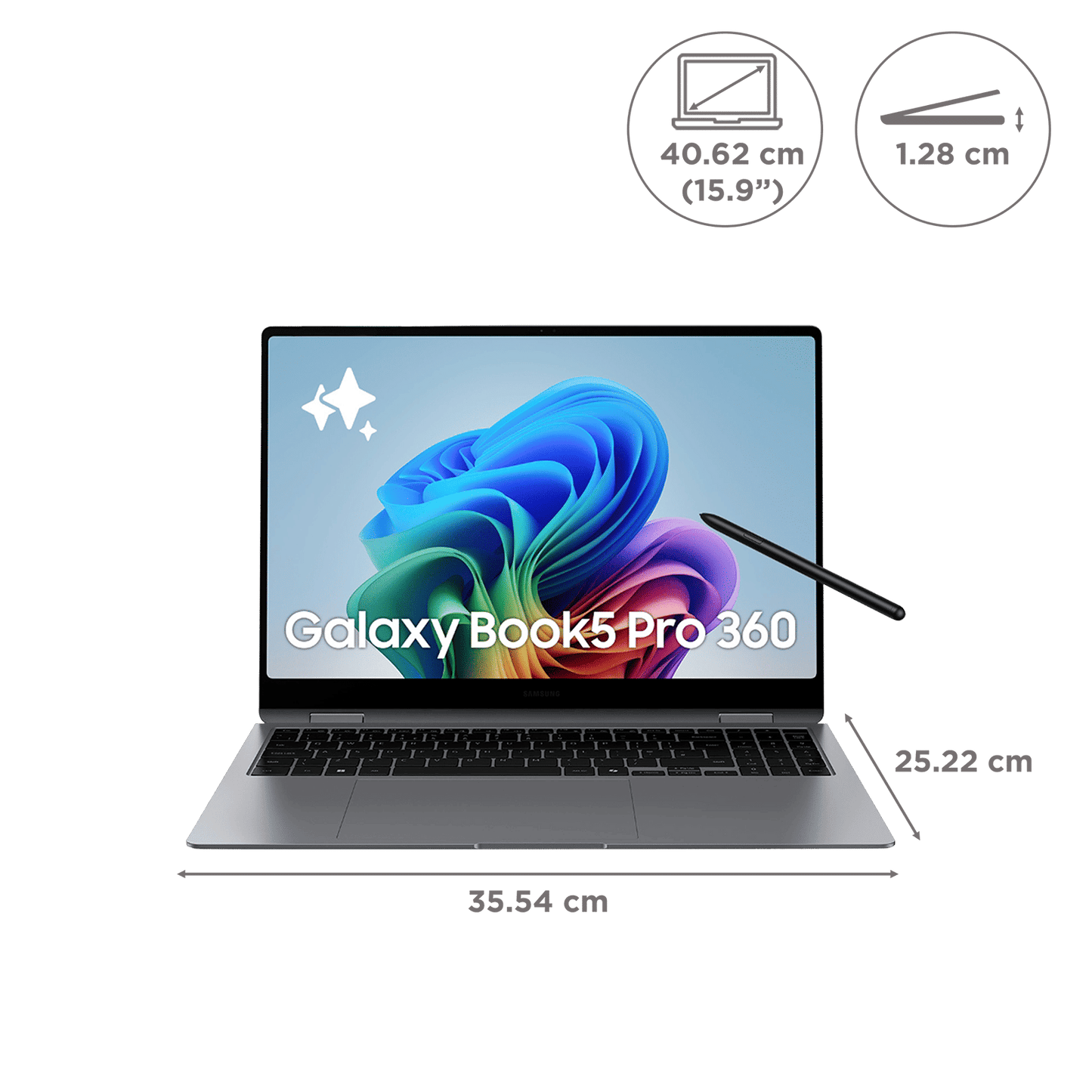 SAMSUNG Galaxy Book5 Pro 360 Intel Core Ultra 5 Touchscreen 2-in-1 Laptop (16GB, 512GB SSD, Windows 11 Home, 8GB Graphics, 15.9 inch WQXGA Plus AMOLED Display, MS Office 2021, Gray, 1.69 KG)