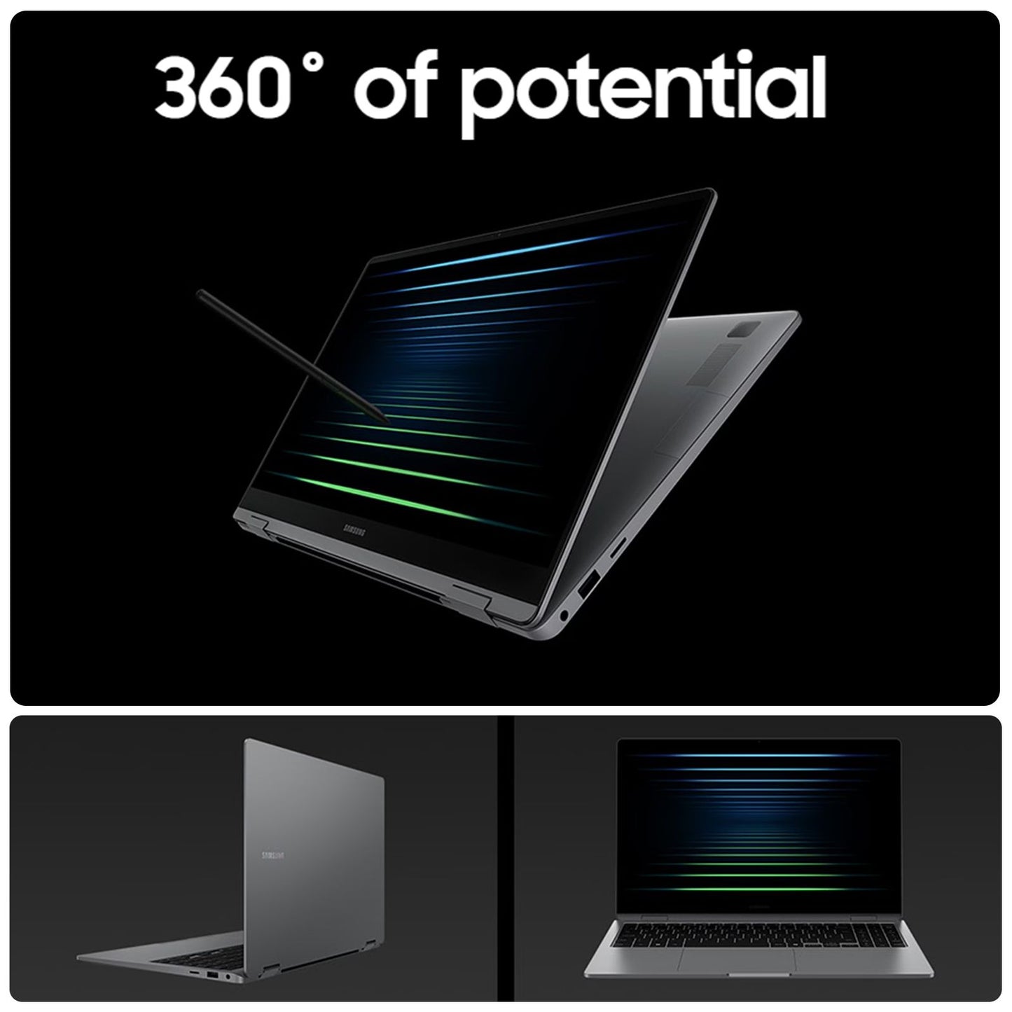 SAMSUNG Galaxy Book5 360 Intel Core Ultra 7 Touchscreen Thin & Light Laptop (32GB, 1TB SSD, Windows 11 Home, 16GB Graphics, 15.5 inch FHD AMOLED Display, MS Office 2021, Gray, 1.46 KG)