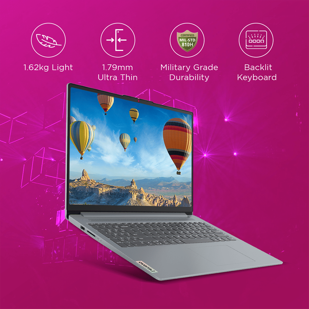 Lenovo IdeaPad Slim 3 15IRU8 Intel Core i3 13th Gen Thin & Light Laptop (8GB, 512GB SSD, Windows 11 Home, 15.6 inch Full HD Display, MS Office Home 2024, Arctic Grey, 1.62 KG)