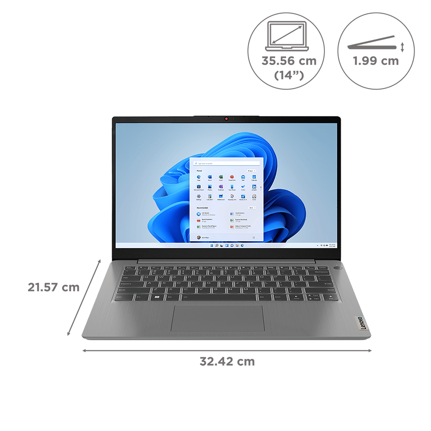 Lenovo IdeaPad 3 14IAU7 Intel Core i3 12th Gen Thin & Light Laptop (8GB, 512GB SSD, Windows 11 Home, 14 inch Full HD Display, MS Office Home 2021, Arctic Grey, 1.43 KG)