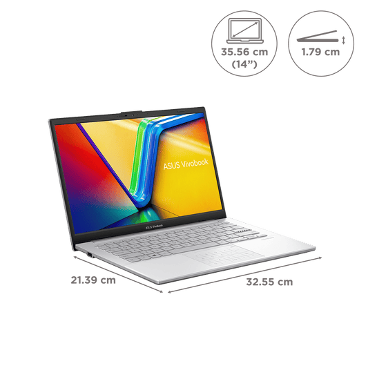 ASUS Vivobook Go 14 AMD Ryzen 5 7520U Thin & Light Laptop (8GB, 512GB SSD, Windows 11 Home, 14 inch Full HD Display, MS Office 2024, Cool Silver, 1.38 KG)
