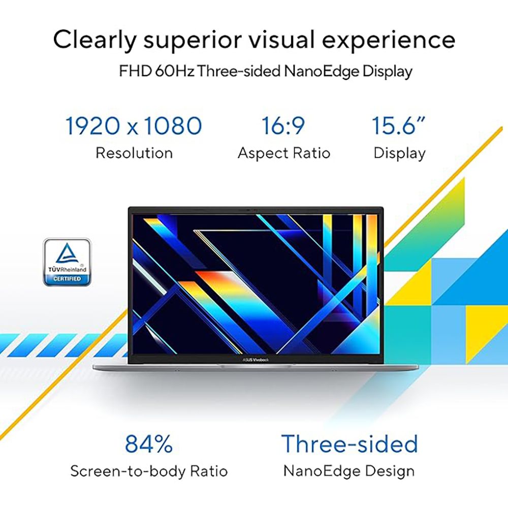 ASUS Vivobook 15 X1504VA-NJ1765WS Intel Core i5 13th Gen Laptop (8GB, 512GB SSD, Windows 11 Home, 15.6 inch Full HD Display, MS Office 2024, Cool Silver, 1.7 KG)